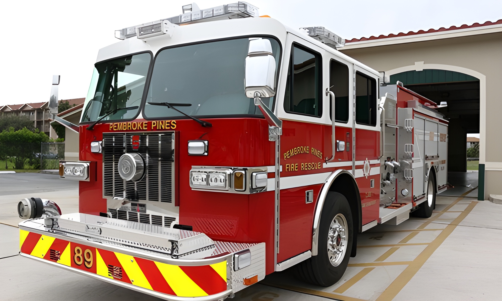 Fire truck parked at Pembroke Pines station